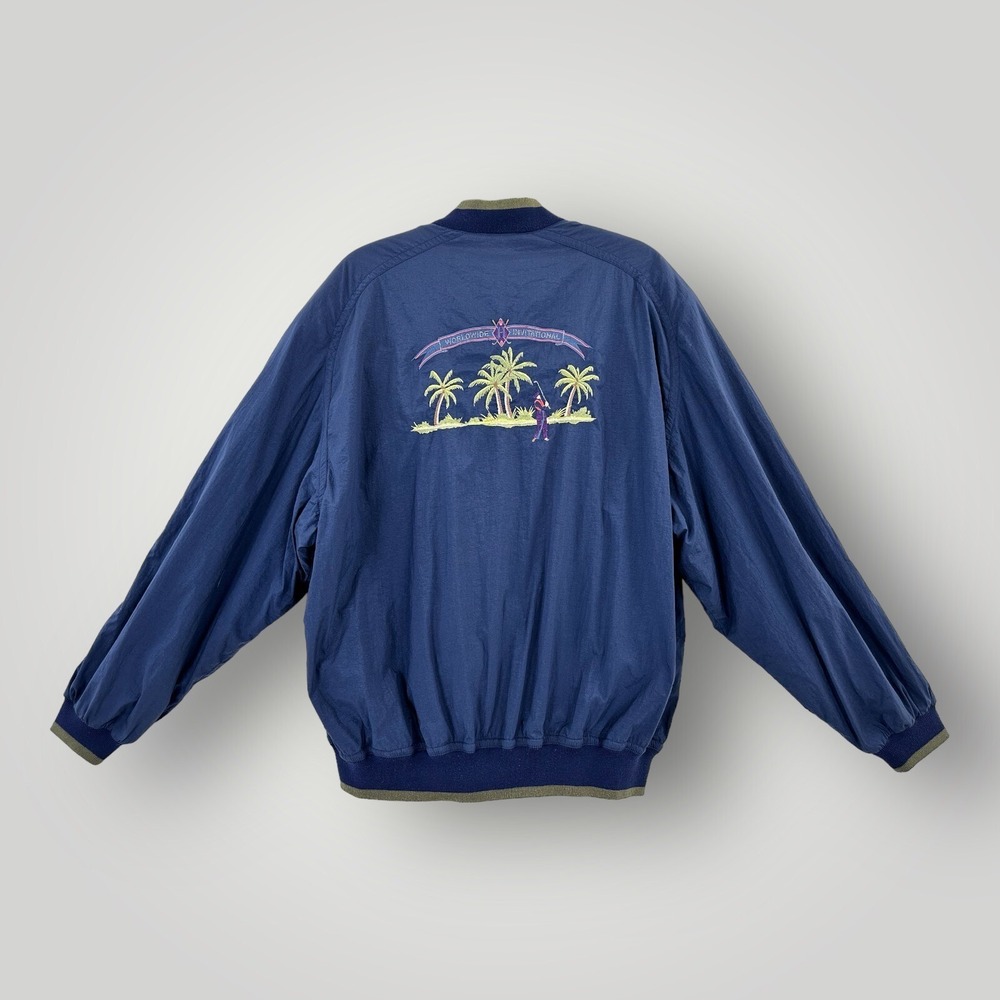 Head Sportswear Bomber Jacket Men L Blue Golf Windbreaker Worldwide Invitational